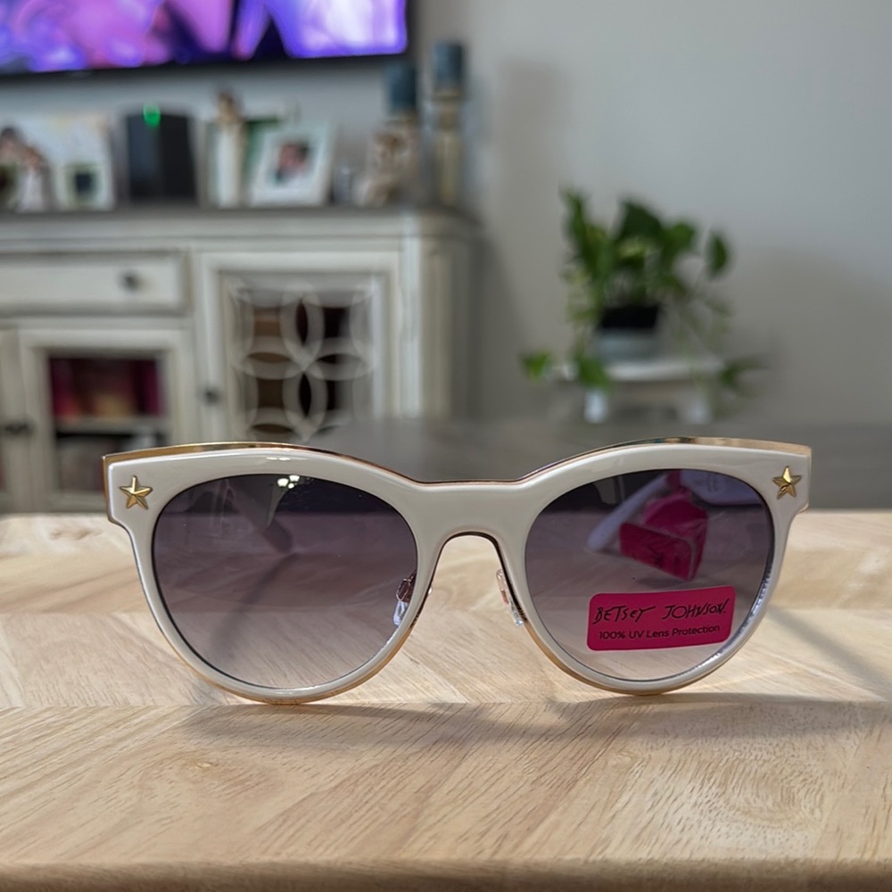 Betsey Johnson Gold and White Sunglasses